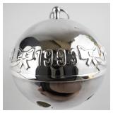 Wallace Silversmiths  1993 "Ribbons & Candles" silver plate Christmas Sleigh Bell Ornament .