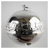 Wallace Silversmiths  1993 "Ribbons & Candles" silver plate Christmas Sleigh Bell Ornament .