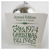Wallace Silversmiths  1974 "Festive Toys" silver plate Christmas Sleigh Bell Ornament . Annual Edition. Fourth in a series