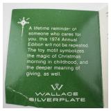 Wallace Silversmiths  1974 "Festive Toys" silver plate Christmas Sleigh Bell Ornament . Annual Edition. Fourth in a series