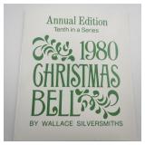 Wallace Silversmiths  1980 "Candles & Holly" silver plate Christmas Sleigh Bell Ornament . Annual Edition 10th in a Series.