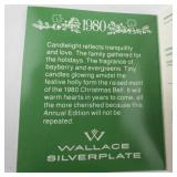 Wallace Silversmiths  1980 "Candles & Holly" silver plate Christmas Sleigh Bell Ornament . Annual Edition 10th in a Series.
