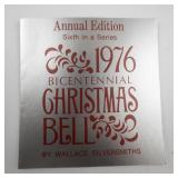Wallace Silversmiths  1976 "Joyous Bicentennial" silver plate Christmas Sleigh Bell Ornament . Annual Edition. 6th in a Series.