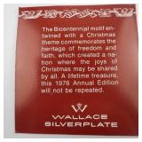 Wallace Silversmiths  1976 "Joyous Bicentennial" silver plate Christmas Sleigh Bell Ornament . Annual Edition. 6th in a Series.