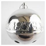 Wallace Silversmiths  1973 "Merry Christmas" silver plate Christmas Sleigh Bell Ornament . Annual Edition. 3rd in a Series