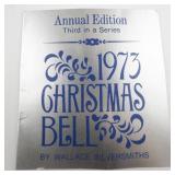 Wallace Silversmiths  1973 "Merry Christmas" silver plate Christmas Sleigh Bell Ornament . Annual Edition. 3rd in a Series