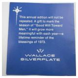 Wallace Silversmiths  1973 "Merry Christmas" silver plate Christmas Sleigh Bell Ornament . Annual Edition. 3rd in a Series