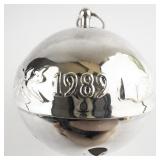 Wallace Silversmiths  1989 "Magical Santa & Reindeer" silver plate Christmas Sleigh Bell Ornament . Annual Edition. 19th in a Series