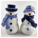 Vintage Mr. & Mrs. Snowman Ceramic Salt & Pepper Shakers by Home Co.