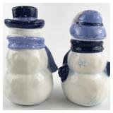 Vintage Mr. & Mrs. Snowman Ceramic Salt & Pepper Shakers by Home Co.