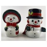 Cheery Mr. & Mrs. Snowman Ceramic Salt & Pepper Shaker Set