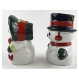 Cheery Mr. & Mrs. Snowman Ceramic Salt & Pepper Shaker Set