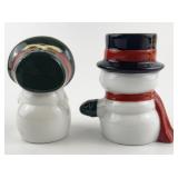 Cheery Mr. & Mrs. Snowman Ceramic Salt & Pepper Shaker Set