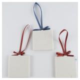 Set of 3 Ceramic Square Christmas Ornaments. MN Twins, MN X-mas 1987 & Nativity.