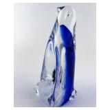 Blown Glass Cobalt Blue Penguin Paperweight