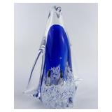Blown Glass Cobalt Blue Penguin Paperweight
