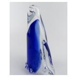 Blown Glass Cobalt Blue Penguin Paperweight