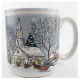 Potpourri Press Christmas "Country Church" 1992 Mug & Original Box