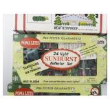 Vintage Group of 9 Sleigh Lights & Sunburst Lights. 5 Packs working, all in original packaging.