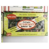 Vintage Group of 9 Sleigh Lights & Sunburst Lights. 5 Packs working, all in original packaging.