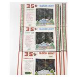 Vintage Group of 9 Sleigh Lights & Sunburst Lights. 5 Packs working, all in original packaging.