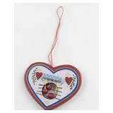Group of 3 Wooden Ornaments. Santa Sleigh, Sled & Heart.
