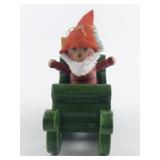 Group of 3 Wooden Ornaments. Santa Sleigh, Sled & Heart.