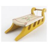 Group of 3 Wooden Ornaments. Santa Sleigh, Sled & Heart.