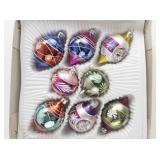 Vintage Christmas Classics Set of 8 Hand Decorated Glass Ornaments by European Craftsman in Original Packaging