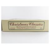 Vintage Christmas Classics Set of 8 Hand Decorated Glass Ornaments by European Craftsman in Original Packaging