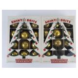 Vintage SHINY BRITE Two Dozen Gold Colored Glass Christmas Tree Ornaments with Original Boxes