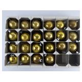 Vintage SHINY BRITE Two Dozen Gold Colored Glass Christmas Tree Ornaments with Original Boxes