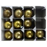 Vintage SHINY BRITE Two Dozen Gold Colored Glass Christmas Tree Ornaments with Original Boxes