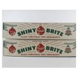 Vintage SHINY BRITE Two Dozen Gold Colored Glass Christmas Tree Ornaments with Original Boxes