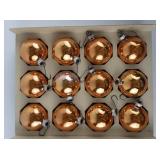 Vintage SHINY BRITE Three Dozen Rose Gold Colored Glass Christmas Tree Ornaments with Original Boxes