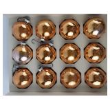 Vintage SHINY BRITE Three Dozen Rose Gold Colored Glass Christmas Tree Ornaments with Original Boxes