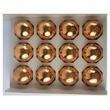 Vintage SHINY BRITE Three Dozen Rose Gold Colored Glass Christmas Tree Ornaments with Original Boxes