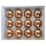 Vintage SHINY BRITE Two Dozen Rose Gold Colored Glass Christmas Tree Ornaments with Original Boxes