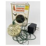Vintage Electronic Chirping X-MAS Tree Colored Ornament Gold W/Original Box **Working**