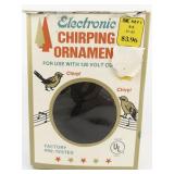 Vintage Electronic Chirping X-MAS Tree Colored Ornament Gold W/Original Box **Working**
