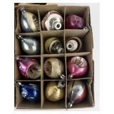 Vintage SHINY & BRITE 3 Dozen Colorful Glass Christmas Tree Ornaments