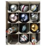 Vintage SHINY & BRITE 3 Dozen Colorful Glass Christmas Tree Ornaments