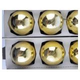 Vintage SHINY & BRITE 1 Dozen Large Gold Glass Christmas Tree Ornaments in Original Packaging