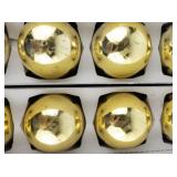 Vintage SHINY & BRITE 1 Dozen Large Gold Glass Christmas Tree Ornaments in Original Packaging