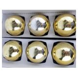 Vintage SHINY & BRITE 15 Large Gold Glass Christmas Tree Ornaments in Original Packaging