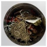 HANDMADE CHRISTMAS ORNAMENT Assortment in Large Tin