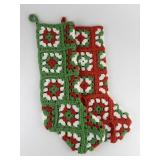 Set of Two Hand Crocheted Red, White, & Green X-Mas Stockings