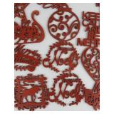 Group of 20 Red Wooden Ornaments