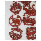 Group of 20 Red Wooden Ornaments