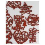 Group of 20 Red Wooden Ornaments